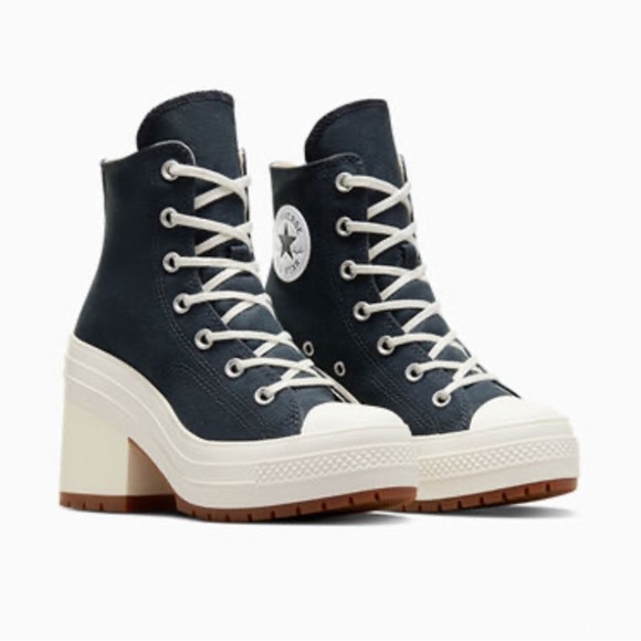 Converse Blue and White Heeled Boots with Platform - Picture 2 of 5